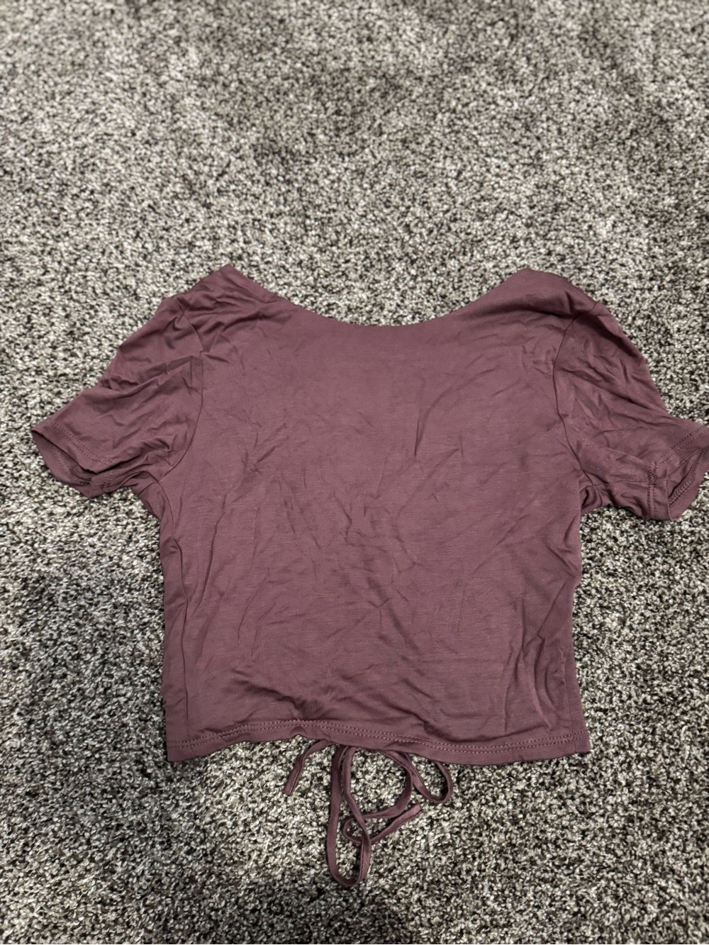 Short Sleeve Tie-Back Crop Top in Dusty Mauve